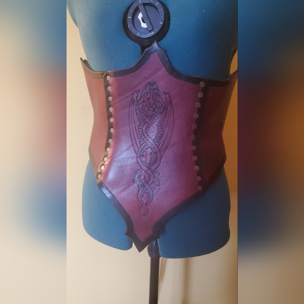Leather crafted underbust corset